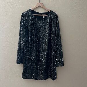 Dark Green sequin mini dress
